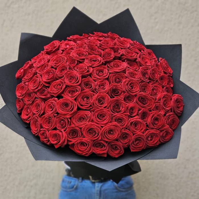Акция! 101 красная роза 60 см.
